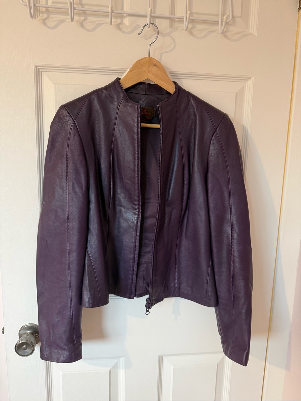 Danier Purple Leather Zip-Front Jacket